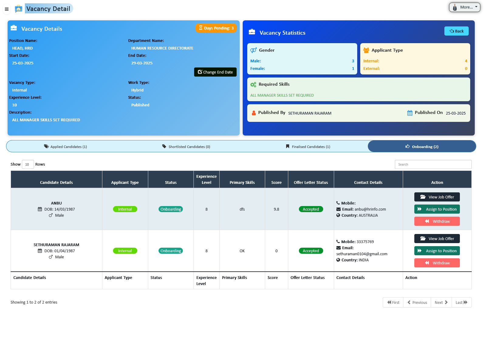 Job Offer and Onboarding